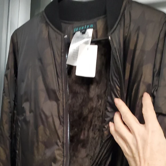 Sz S NwT $595 Jocelyn Fur Lined Brown Bomber Jacket With Cool Hardware